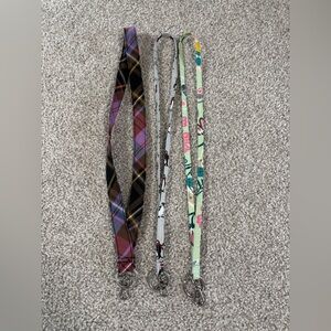Vera Bradley Fabric Lanyards – Set of 3 floral plaid and penguin keychain